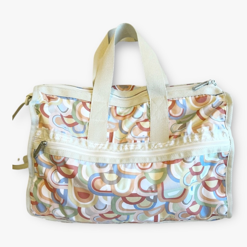 LeSportsac Arches Rainbow Pattern Boston Bag Light Beige